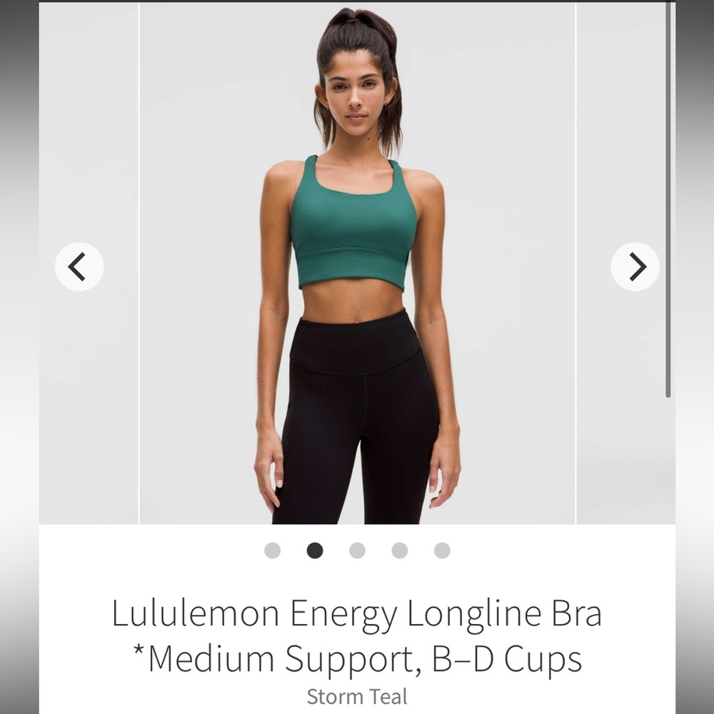 Lululemon Energy Longline Bra in Storm Teal, Size 10
